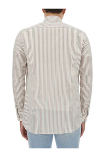 ETRO Men’s Pegasus white long-sleeve striped cotton button-down shirt
