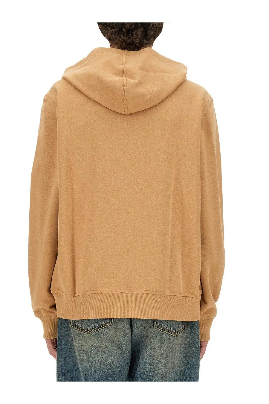 Etro men’s sweatshirt beige tan hooded sweatshirt with ribbed cuffs and hem in soft cotton material