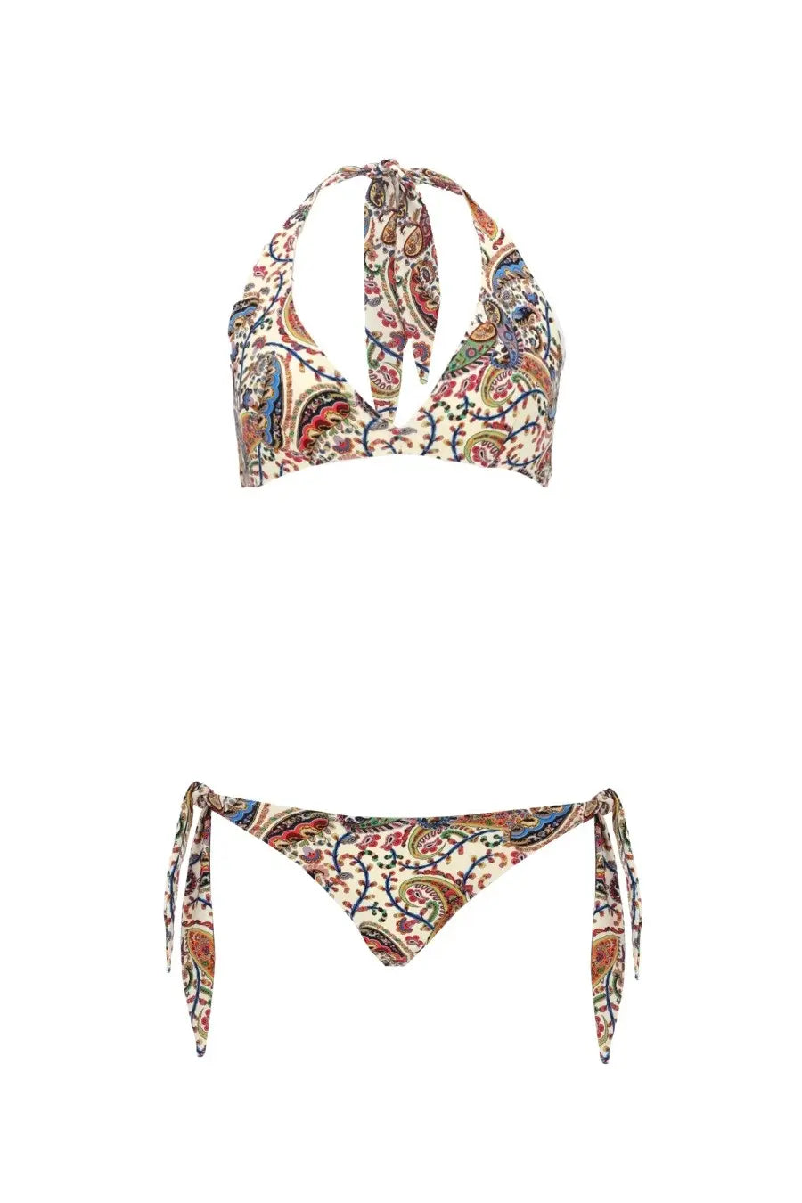 ETRO paisley floral multicolor halter bikini with side ties