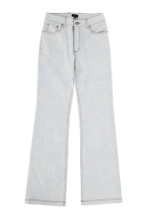 Etro women’s light-wash denim flare jeans with contrasting dark stitching and classic five-pocket design in blue