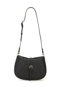 Etro women’s medium black leather crossbody pony bag with gold-tone buckle and adjustable strap