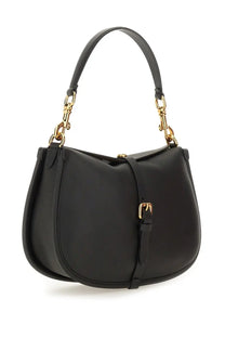 Etro women’s medium pony bag black leather handbag with gold-tone hardware and curved top handle