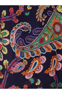 Etro women’s multicolor viscose shirt featuring a vibrant navy paisley and floral patterned scarf with bold accents