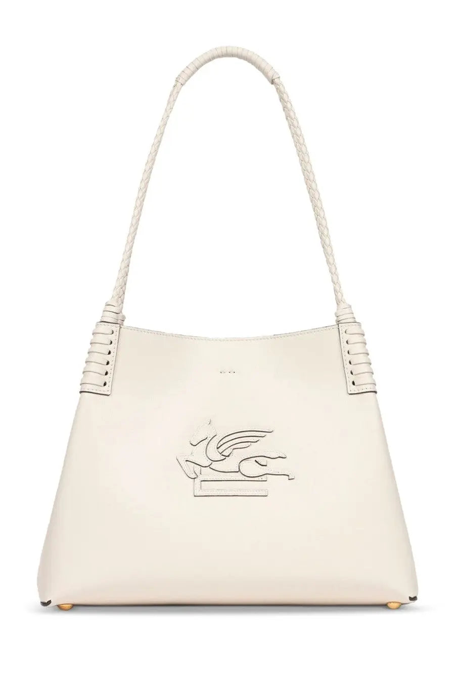 ETRO womens Libra medium white leather tote with braided strap