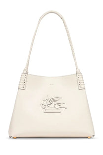 ETRO womens Libra medium white leather tote with braided strap