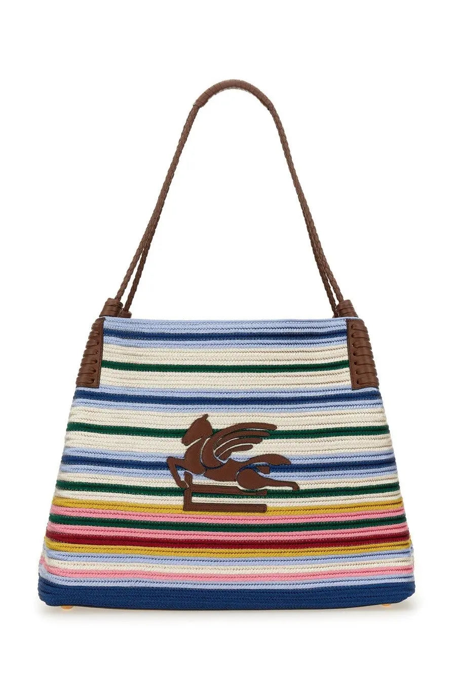 Etro Women’s Libra Paisley medium multicolor striped tote with leather handles