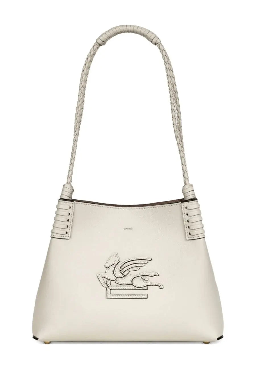 ETRO Women’s Libra Small Multicolor cream leather handbag with braided strap