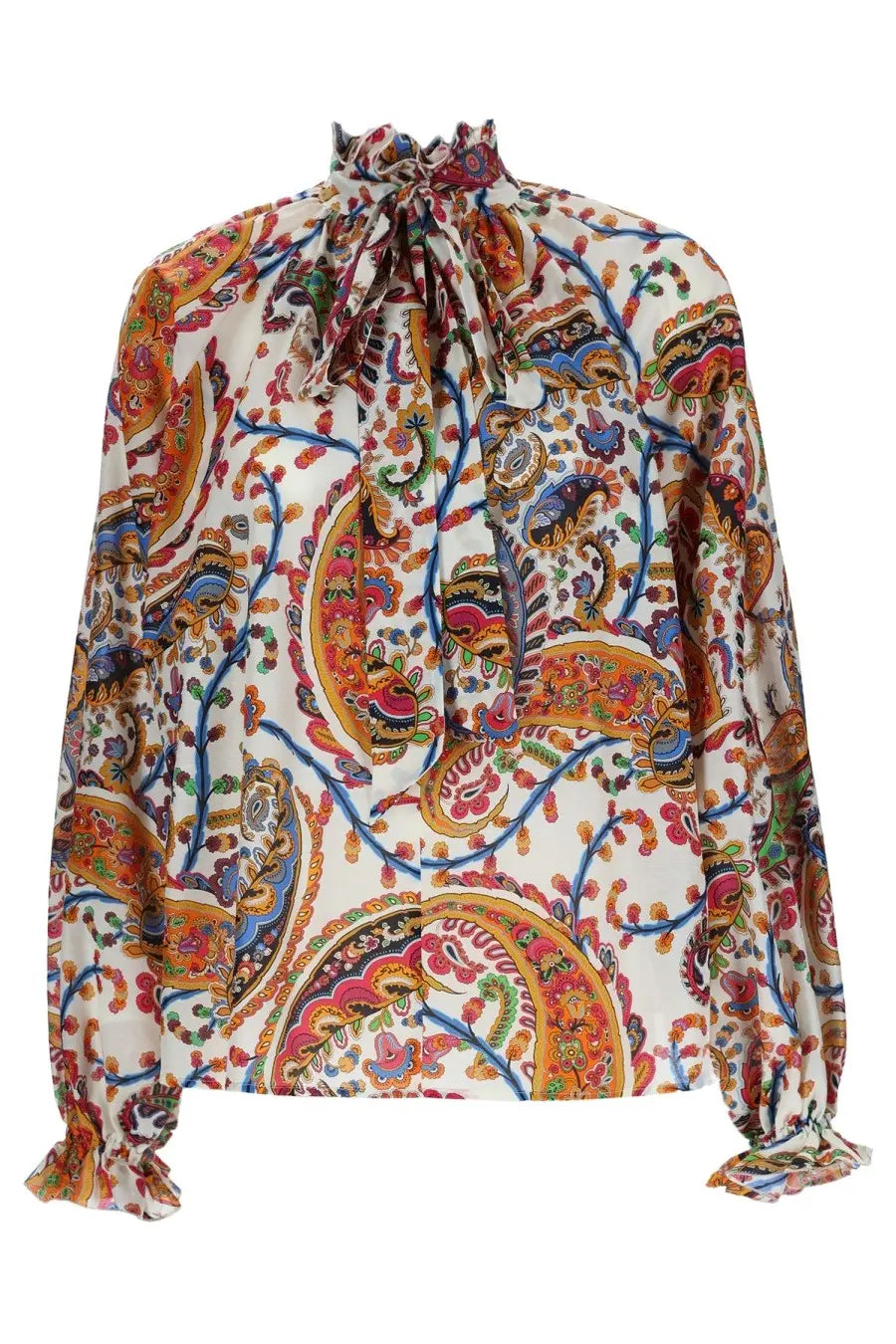 Etro womens silk shirt multicolor paisley pattern on white background