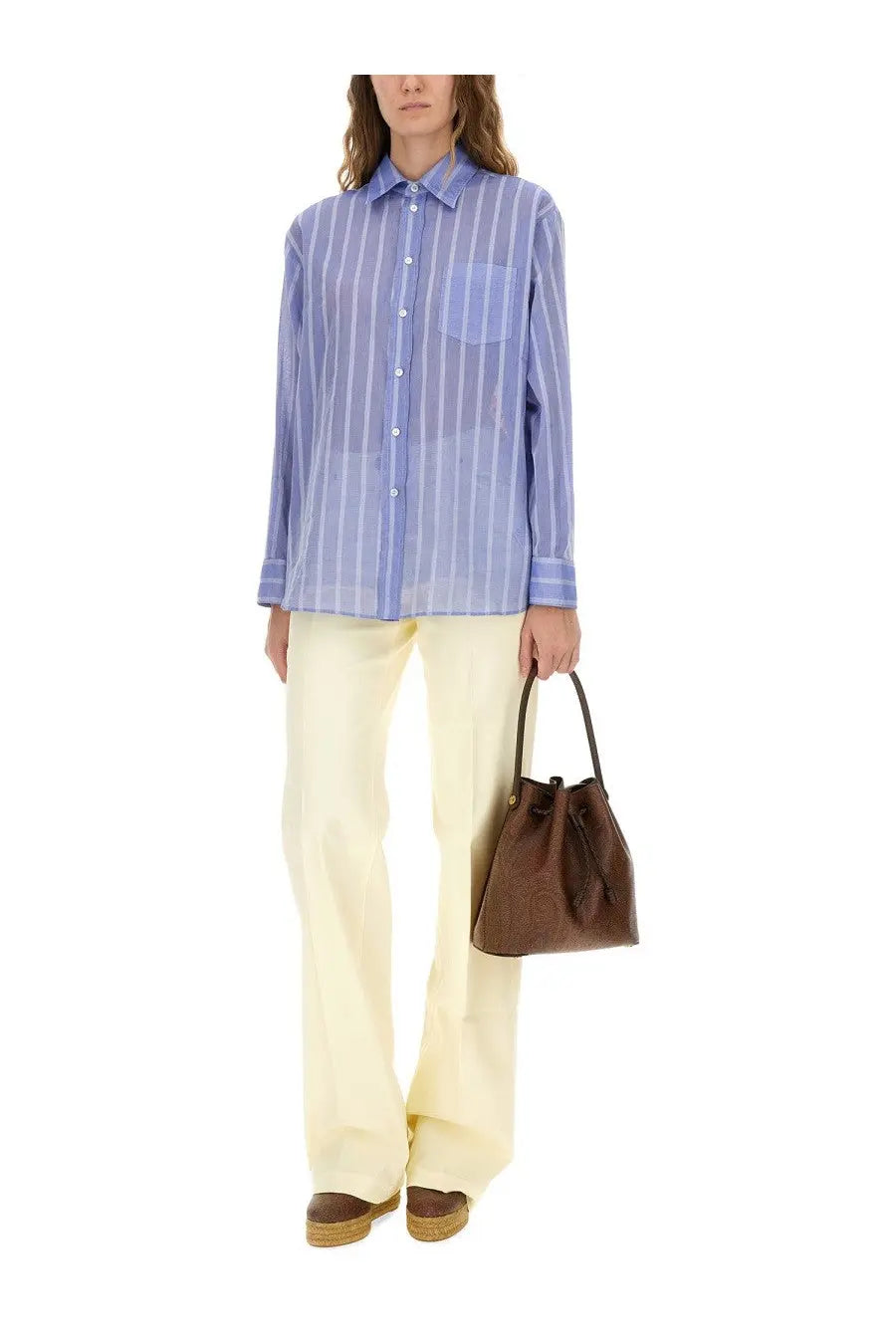 ETRO Women's Striped Cotton Shirt Blue, view 2
