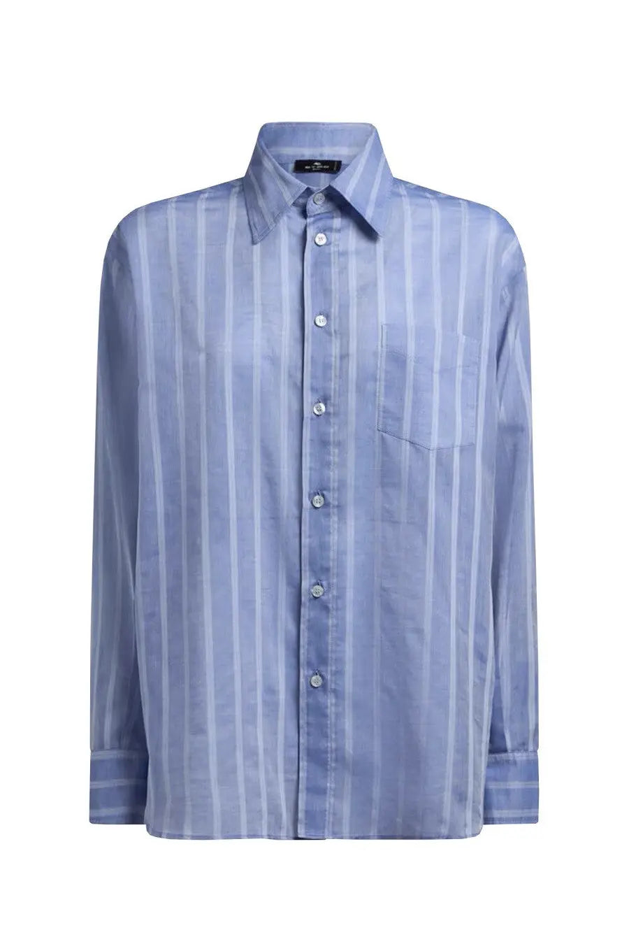 Etro womens light blue white striped cotton button-down shirt