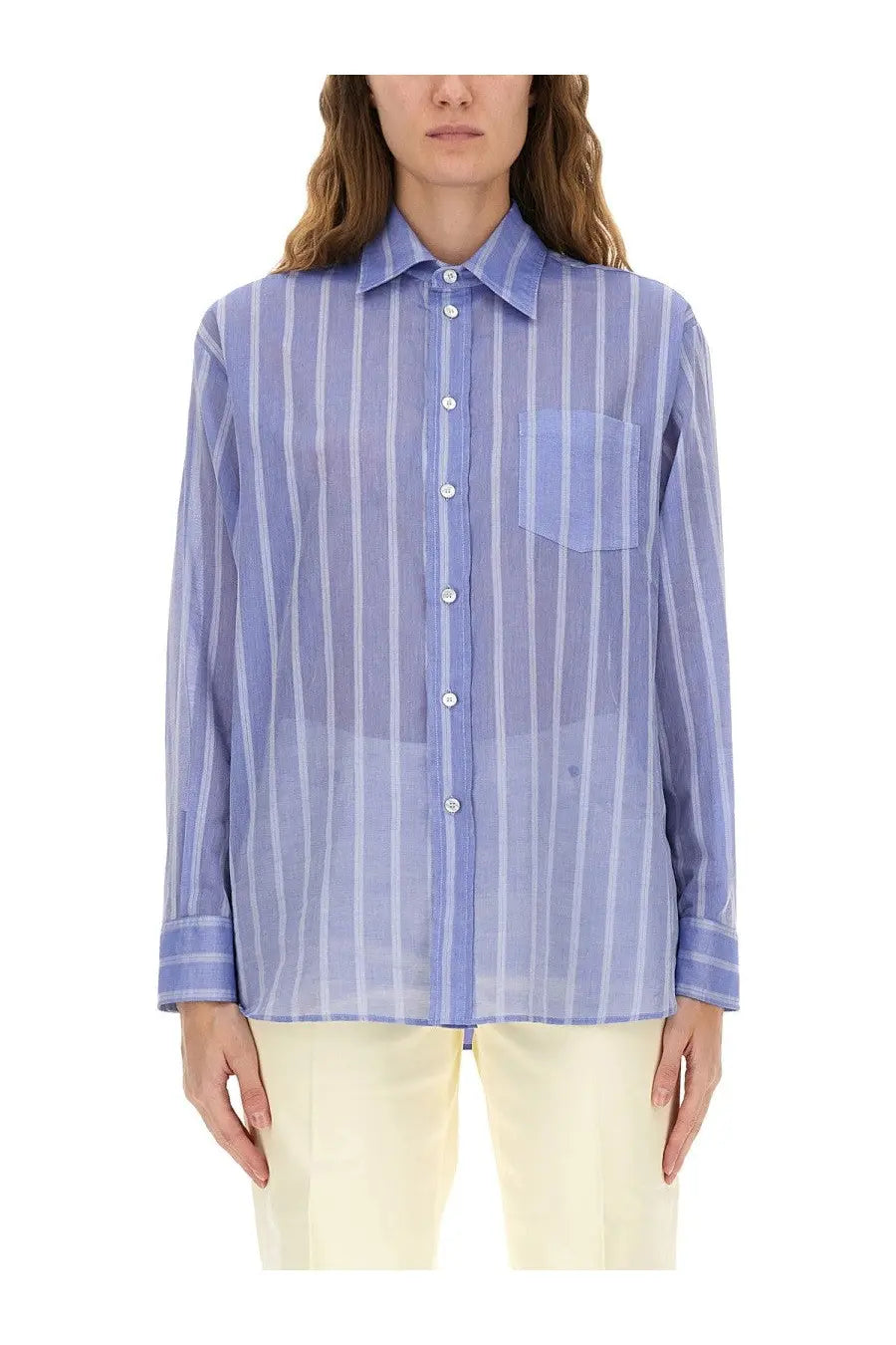ETRO Women's Striped Cotton Shirt Blue