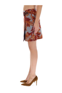 Etro women’s wallet skirt multicolor featuring a vibrant orange and blue floral pattern with decorative button closure