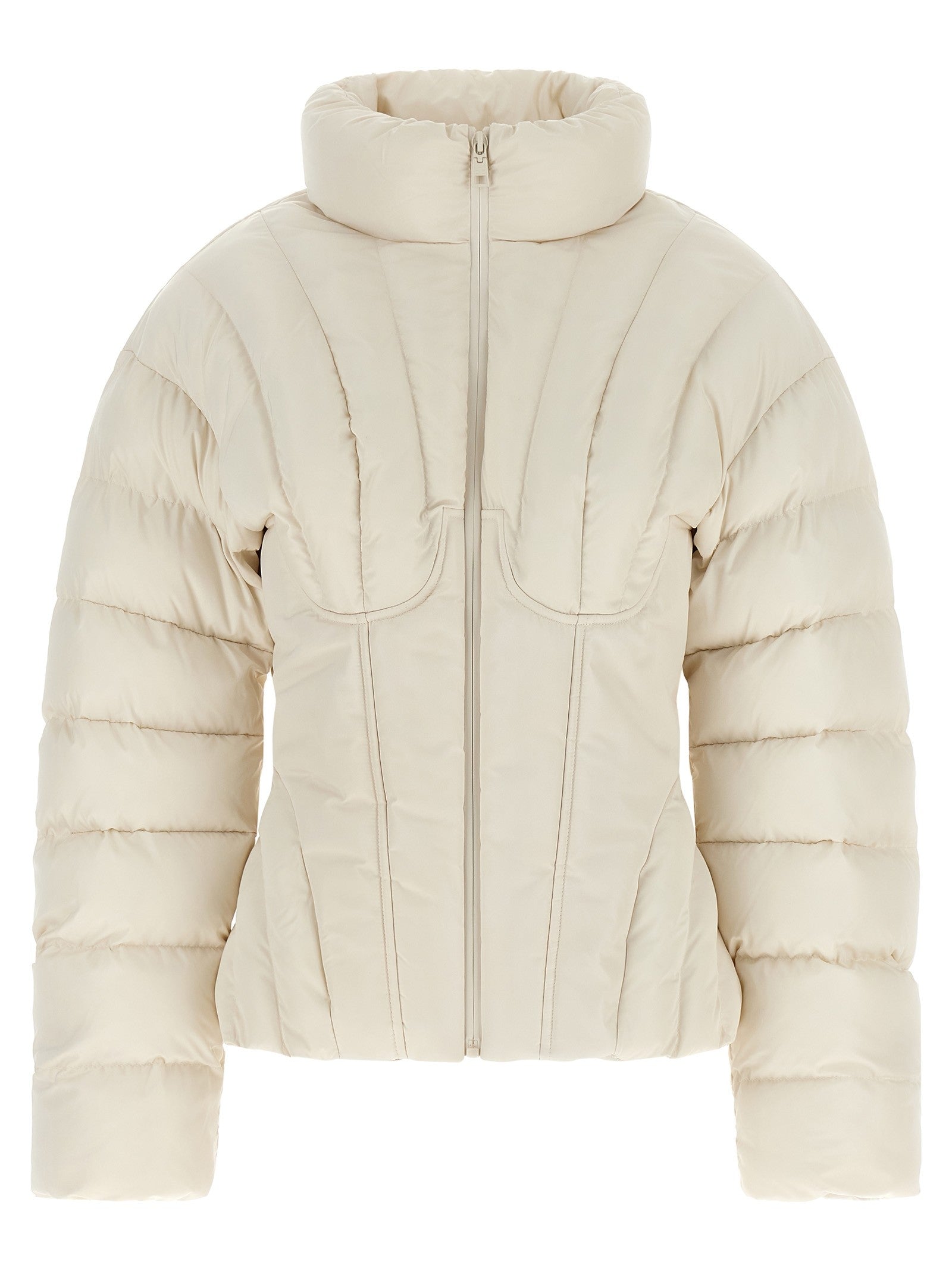 Elisabetta Franchi Exhausted Quilted Down Jacket White