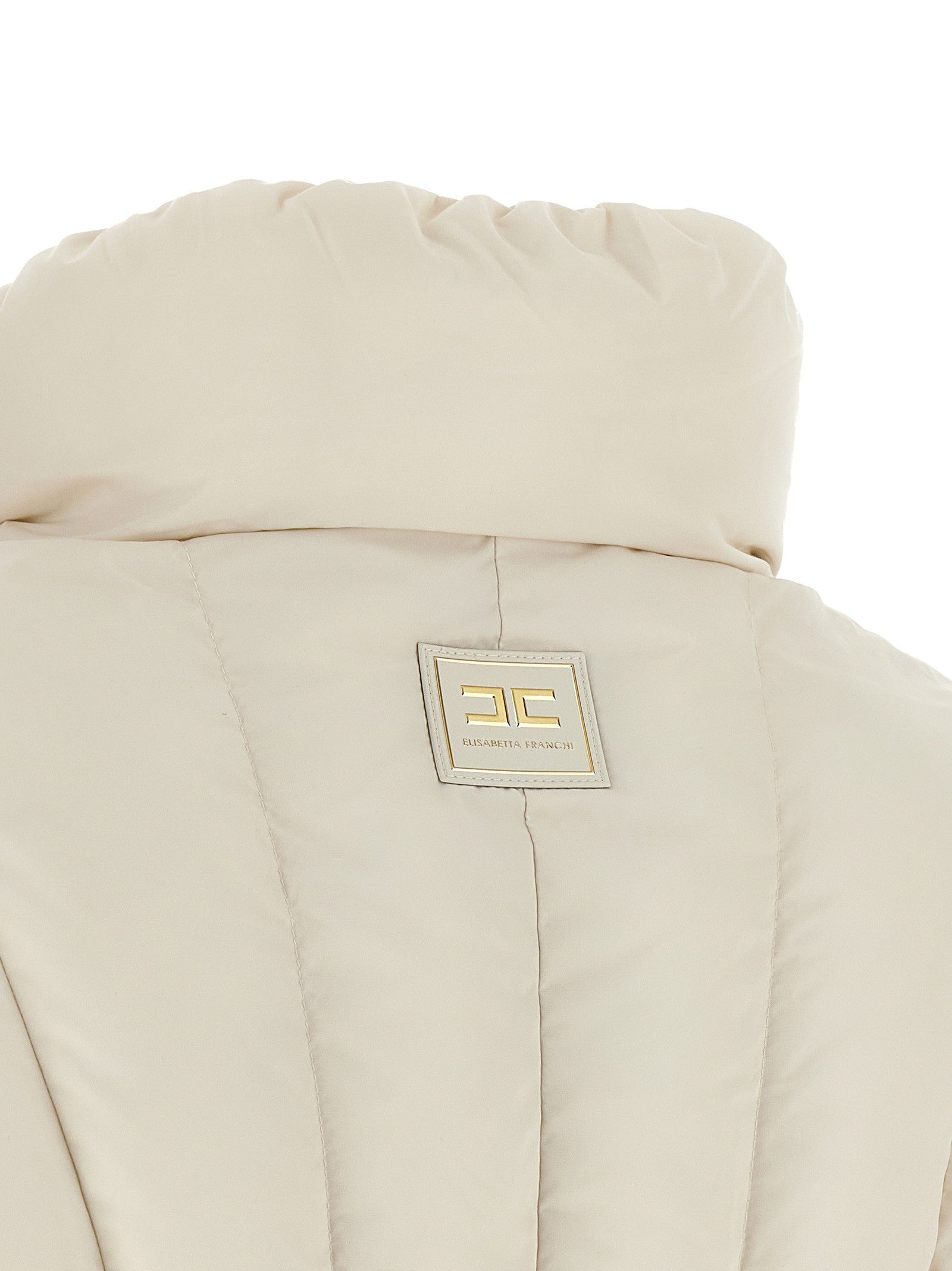 Elisabetta Franchi Exhausted Quilted Down Jacket White