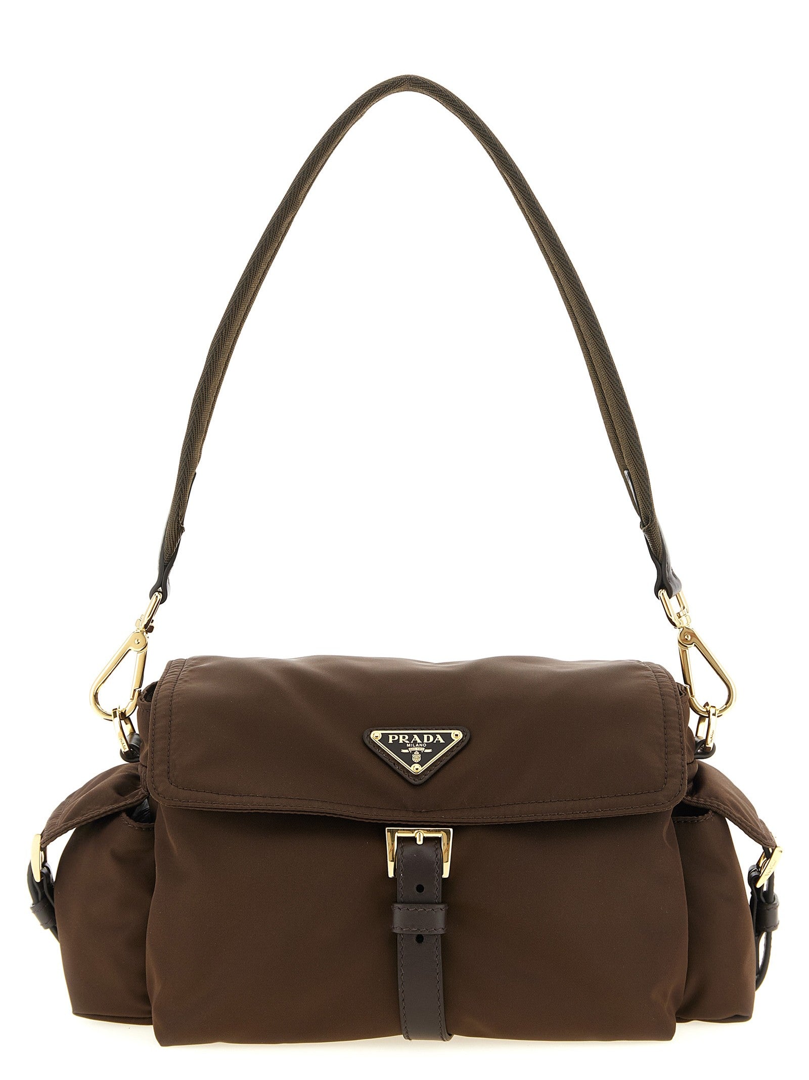 PRADA Explore Con Pattina Shoulder Bag Brown