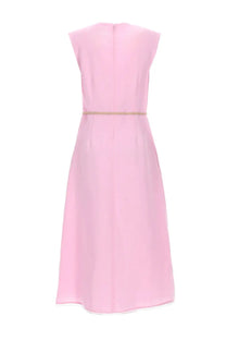 Fabiana Filippi women’s abito midi soft pink sleeveless viscose dress with fitted waistband and subtle pleats