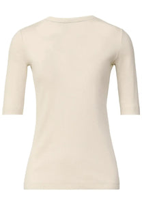 Fabiana Filippi women’s cream cotton shirt with a form-fitting three-quarter sleeve and round neckline