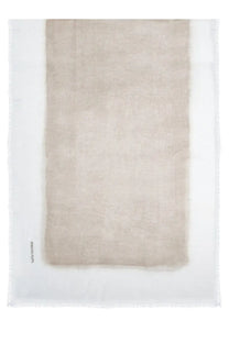 Beige linen modal scarf with soft textured weave and frayed edges by fabiana filippi for women