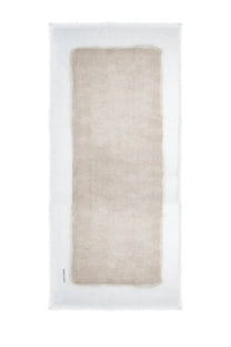 Beige linen Fabiana Filippi women’s modal scarf with soft textured weave and frayed edges