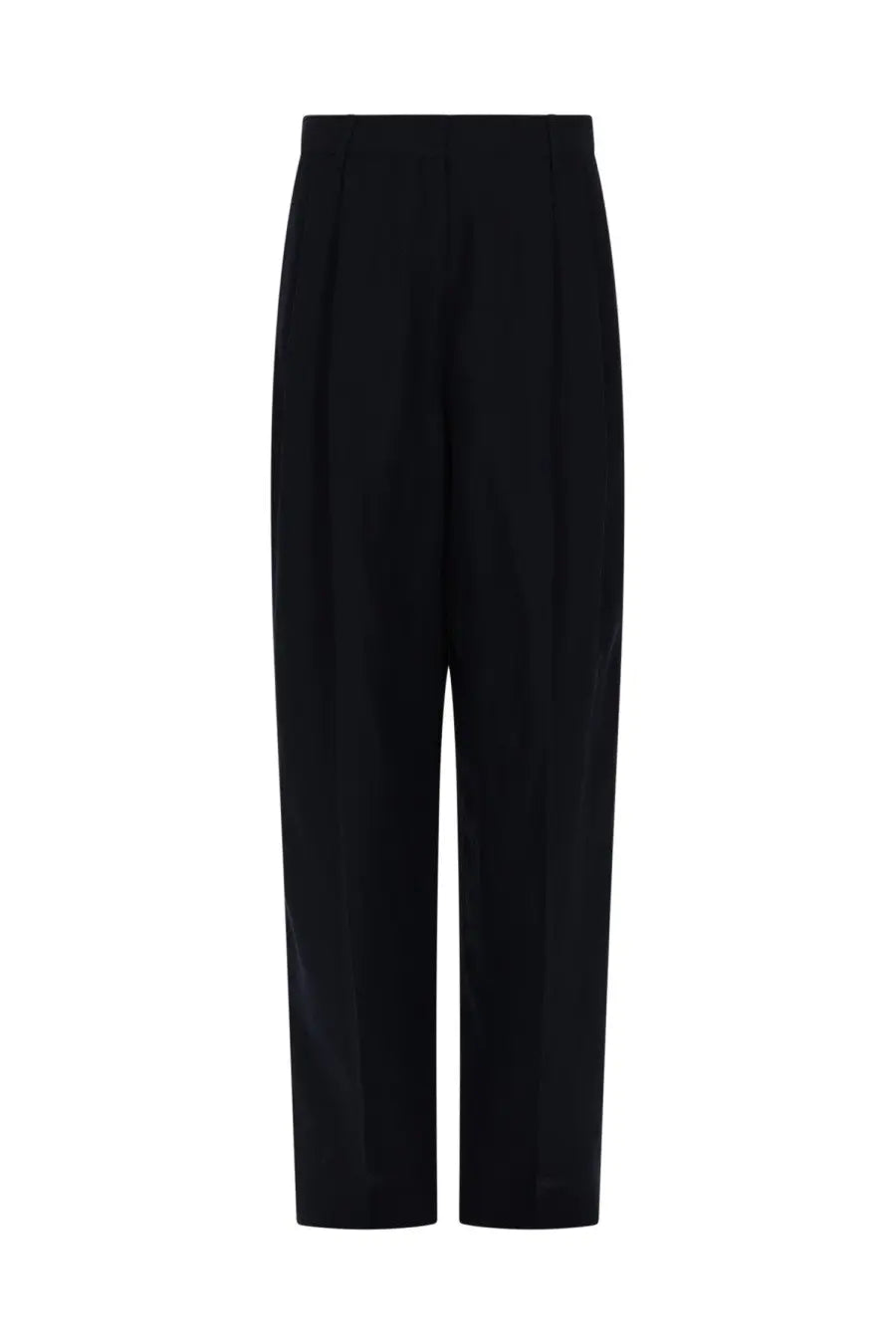 Black high-waisted Fabiana Filippi trousers with sleek straight-leg cut and subtle pleats in misto lino blue