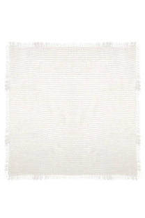 Off-white woven throw blanket with subtle horizontal ribbing and fringed edges from Fabiana Filippi women’s sequined stole white collection
