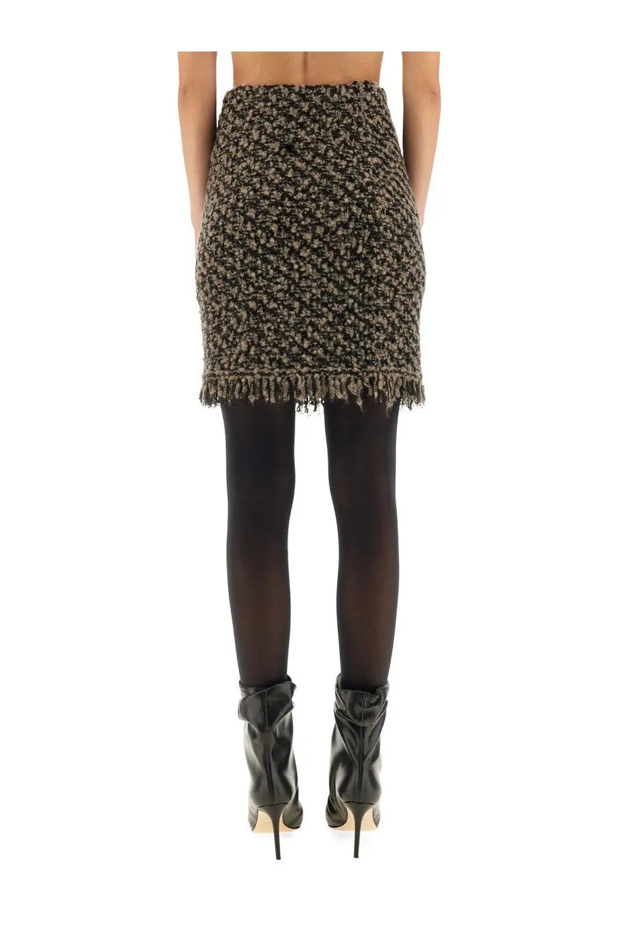 Fabiana Filippi women’s tweed skirt brown textured black and beige with fringed hem mini skirt