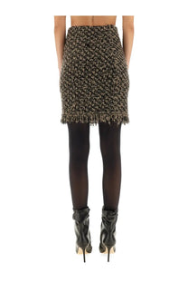 Fabiana Filippi women’s tweed skirt brown textured black and beige with fringed hem mini skirt