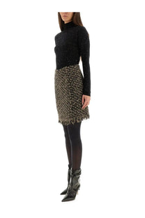 Fabiana Filippi women’s brown tweed skirt with a textured neutral pattern and frayed hem detail