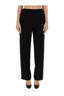 Fabiana Filippi women’s black viscose high-waisted trousers with smooth tailored fit and subtle front pleats
