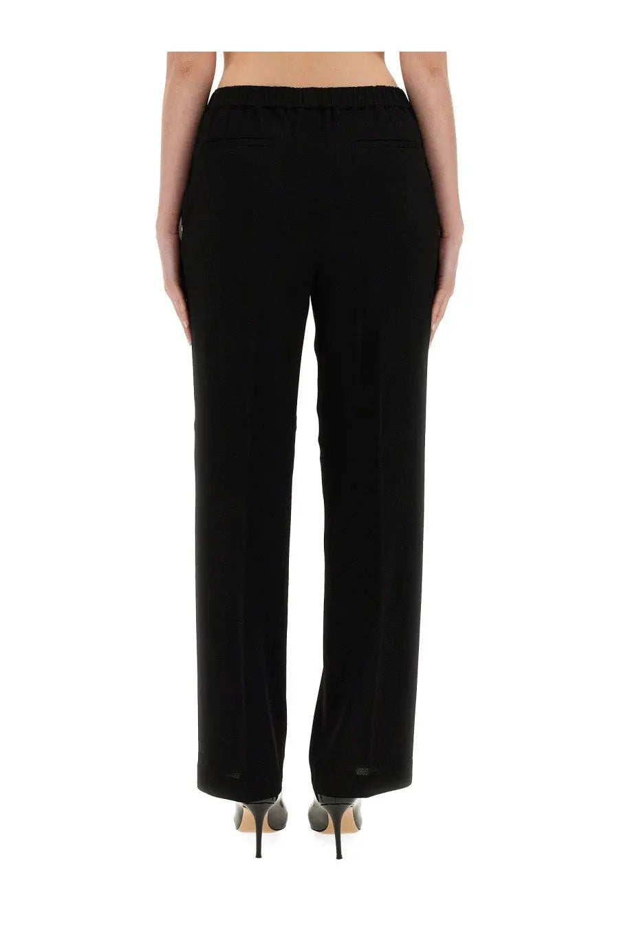 Fabiana Filippi women’s black viscose trousers with a sleek tailored fit and elastic waistband front view