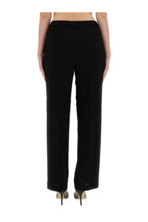 Fabiana Filippi women’s black viscose trousers with a sleek tailored fit and elastic waistband front view