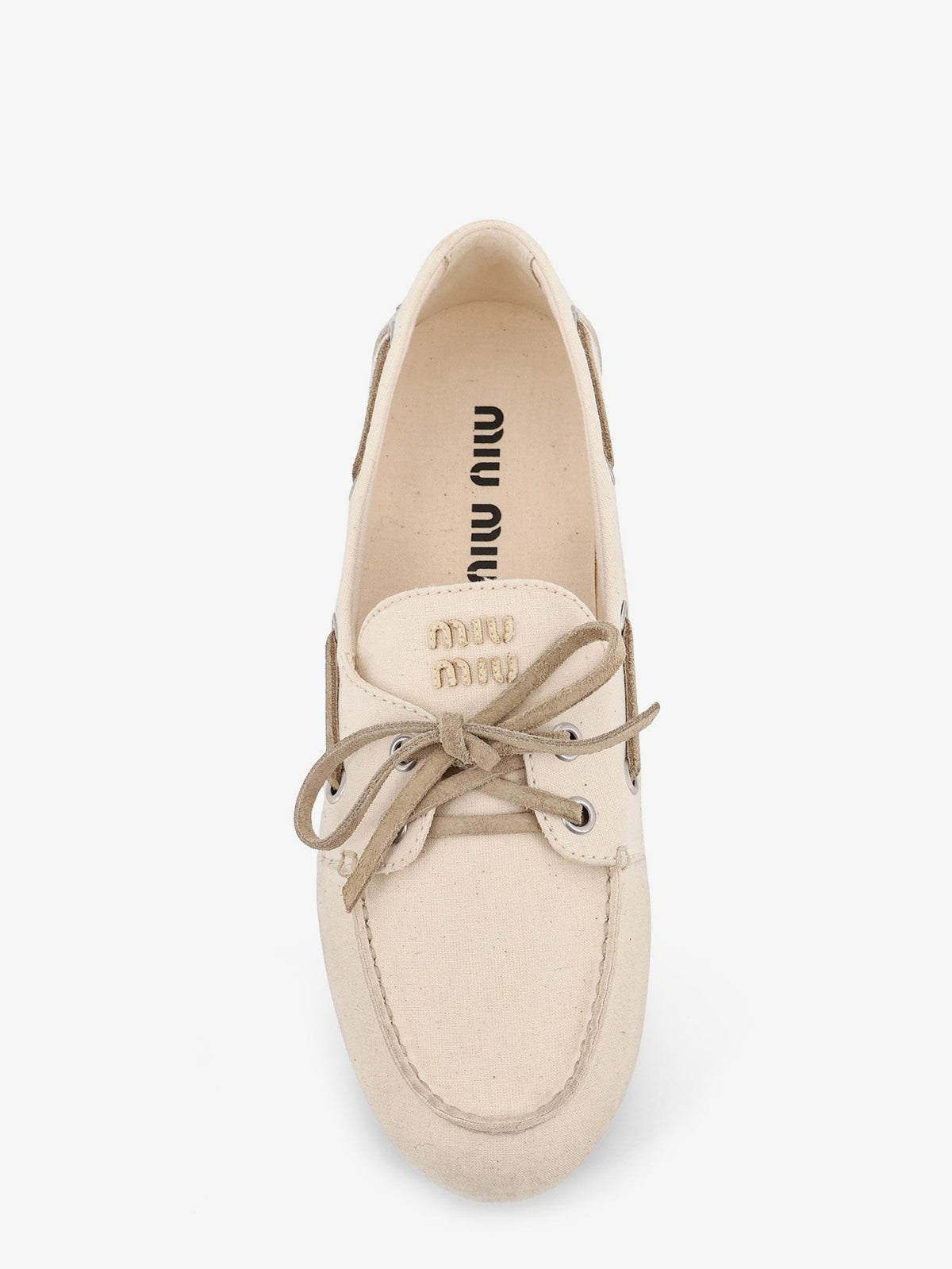 Miu Miu Women's Fabric Loafers White, view 5