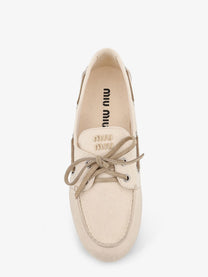 Miu Miu Women's Fabric Loafers White