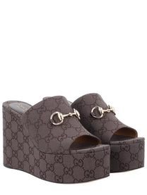 Gucci Women's Fabric Wedge Sandal Brown