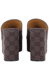 Gucci Women's Fabric Wedge Sandal Brown