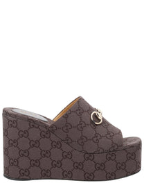 Gucci Women's Fabric Wedge Sandal Brown