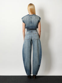 ALAÏA Women's Faded Blue Denim Jeans Blue