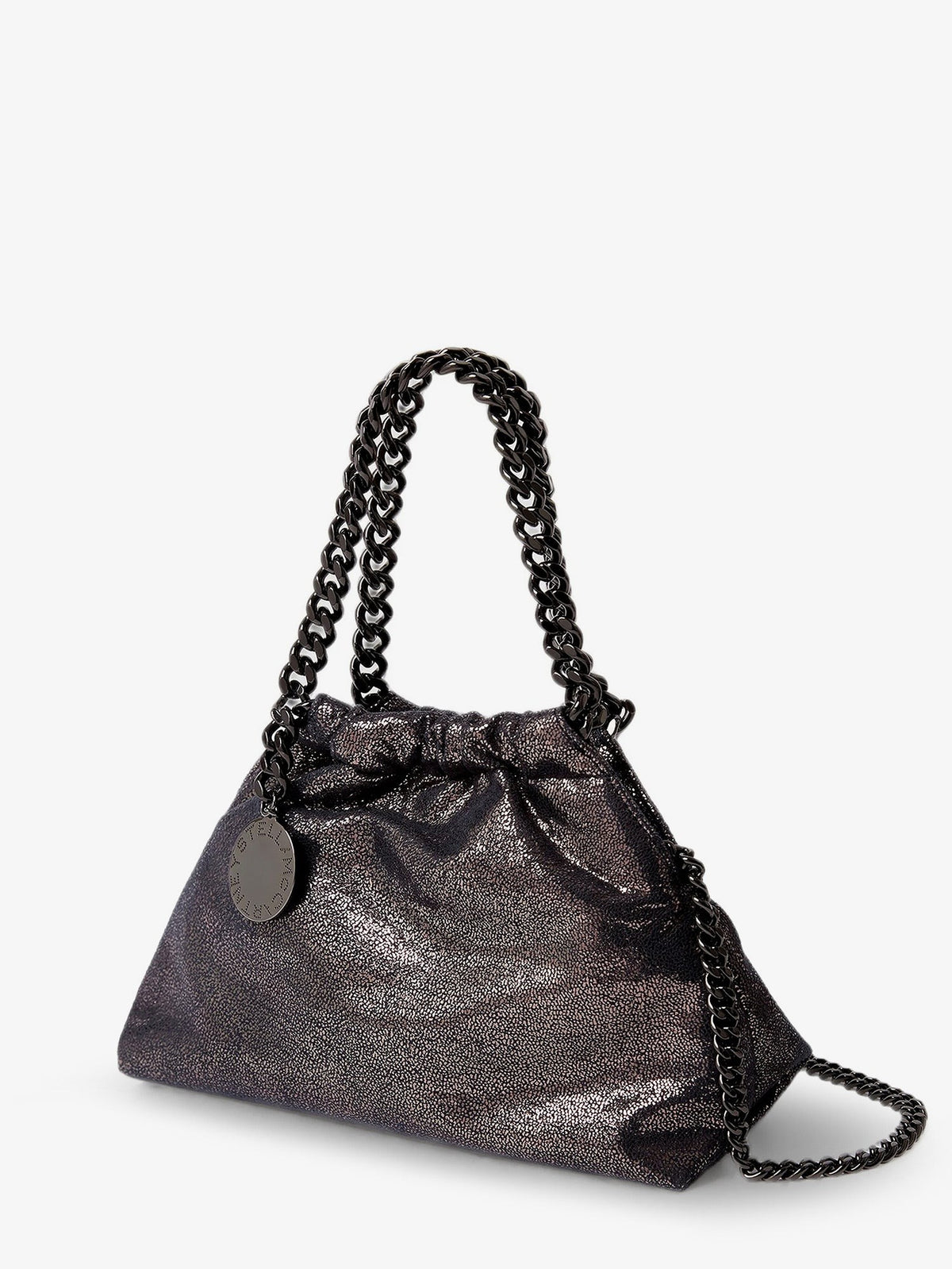 Stella McCartney Women's Falabella Eco Shiny Dotted Chamois Fabric Shoulder Bag Blue, view 3