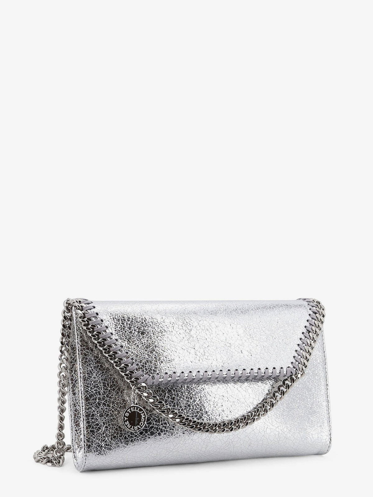 Stella McCartney Women's Falabella Metallic Fabric Crossbody Bag Silver, view 3