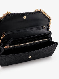Stella McCartney Women's Falabella Shaggy Deer Fabric Wallet Black