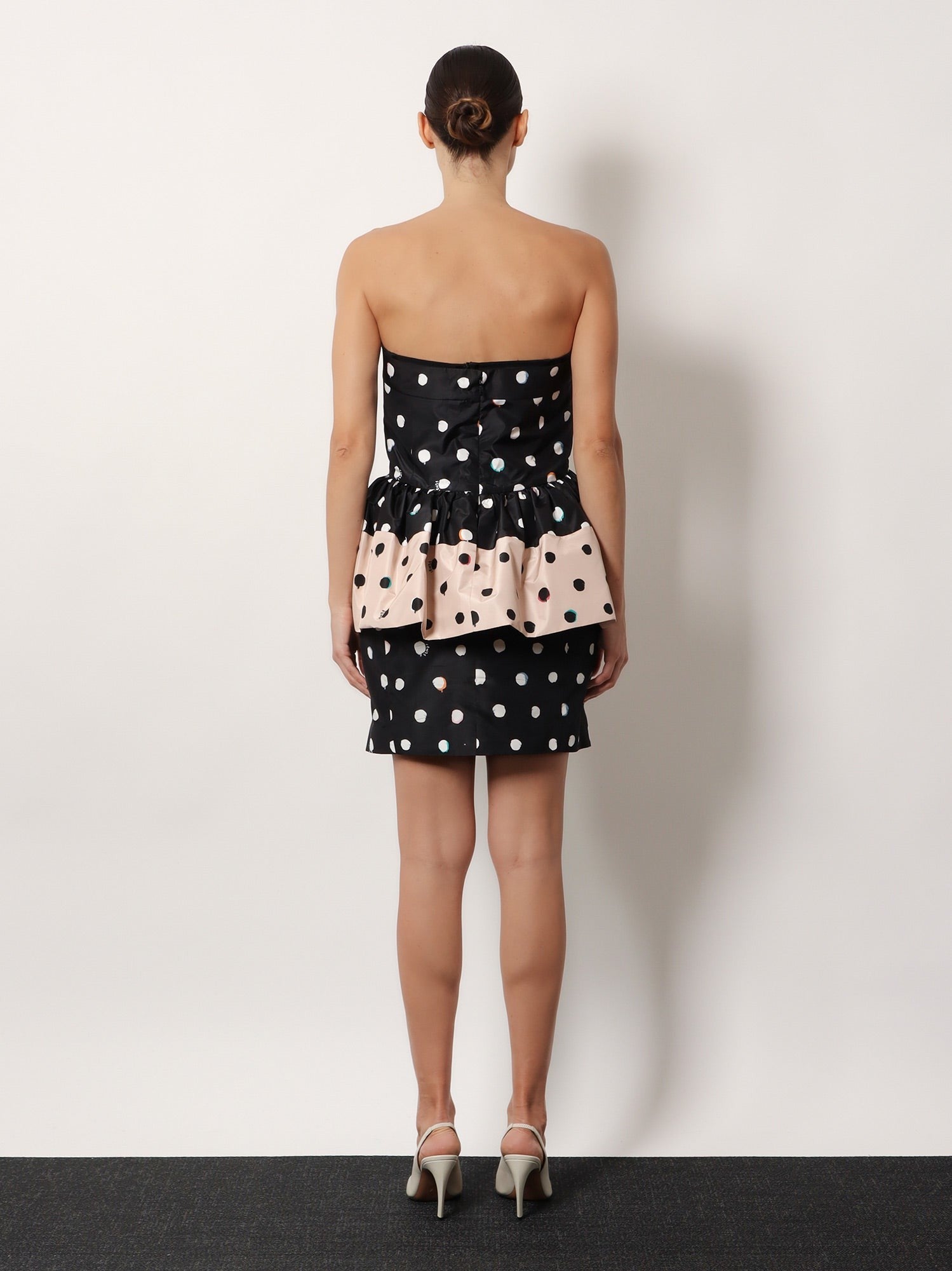 Fendi Women's Falena Dots Taffeta Bustier Dress Black