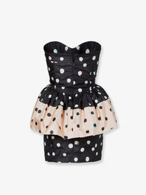 Fendi Women's Falena Dots Taffeta Bustier Dress Black