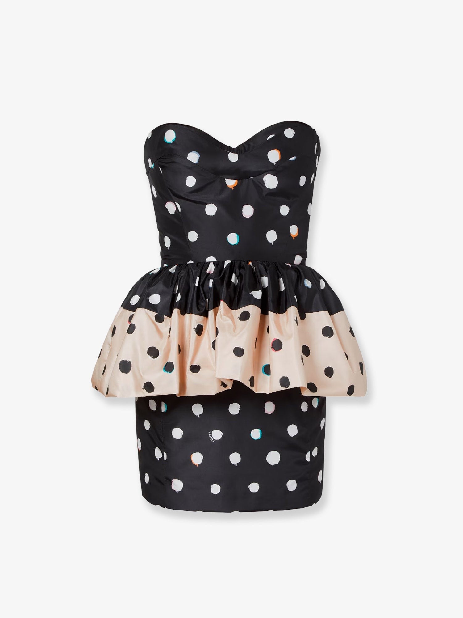Fendi Women's Falena Dots Taffeta Bustier Dress Black
