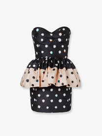 Fendi Women's Falena Dots Taffeta Bustier Dress Black
