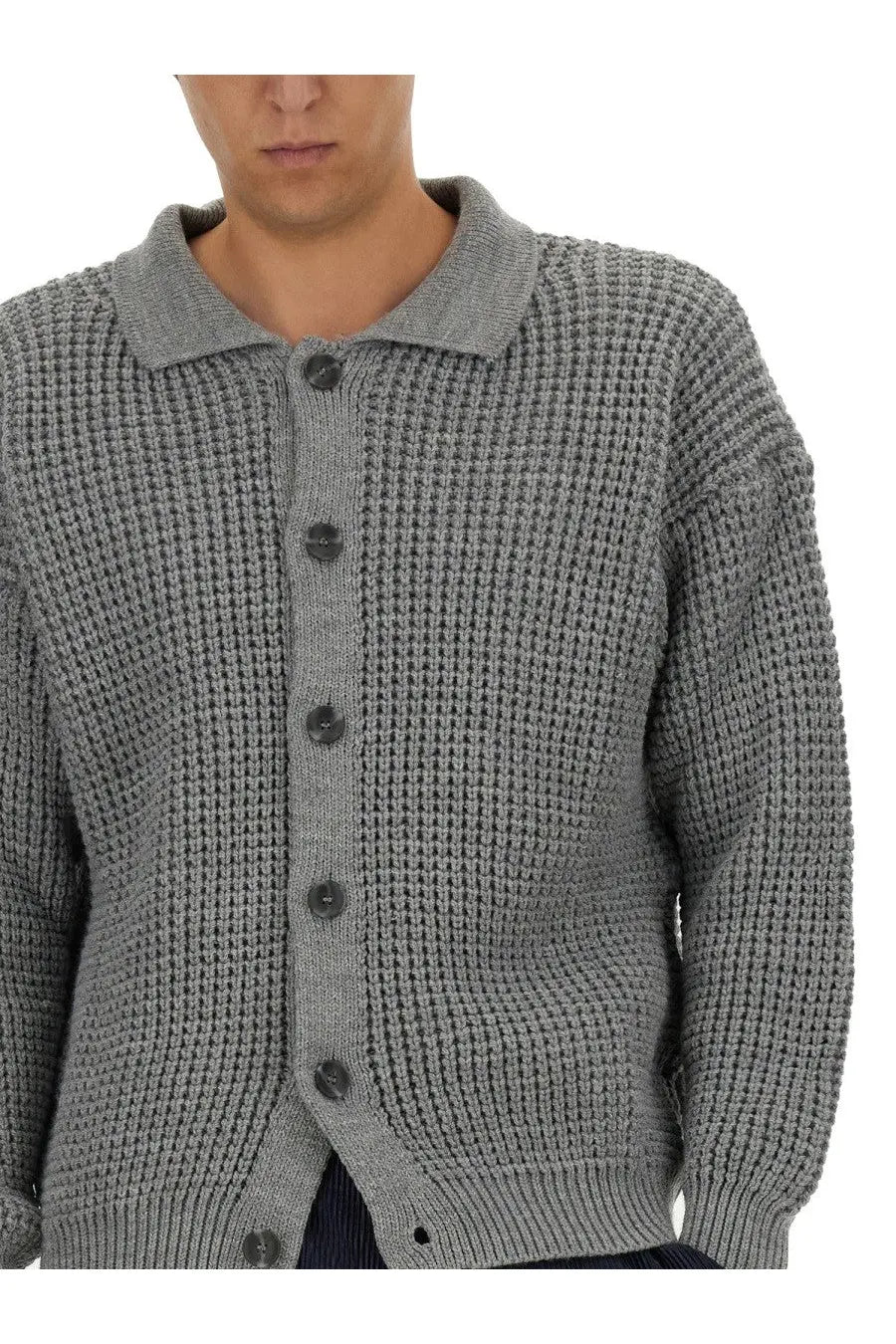 Family First Men's Polo Cardigan Grey, view 3