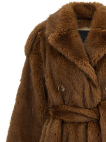B&amp;B Couture Farrah Eco Fur Coat Brown