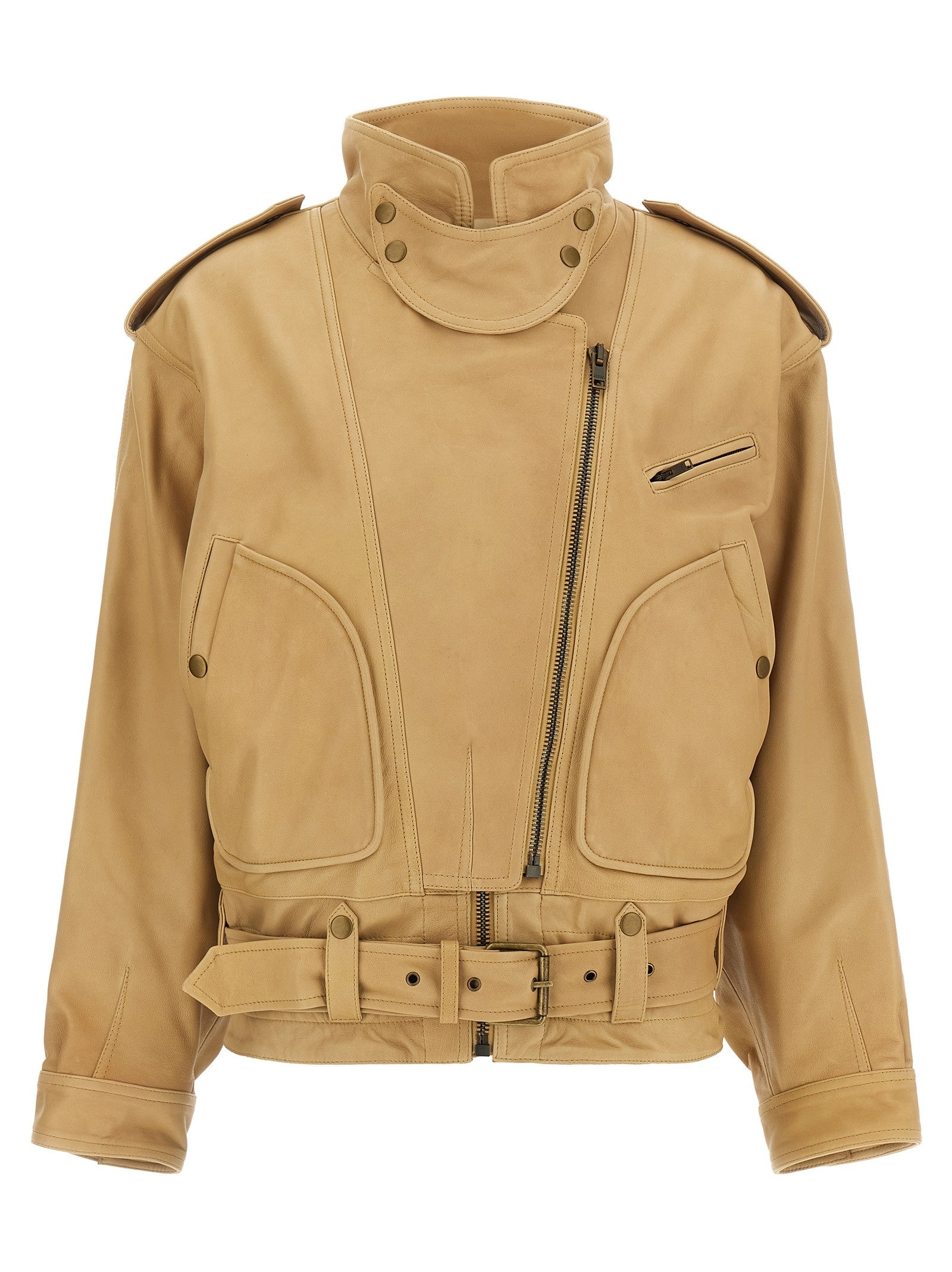 ISABEL MARANT Farza Leather Jacket Beige