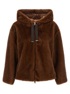 Herno Faux Fur Bomber Jacket Brown