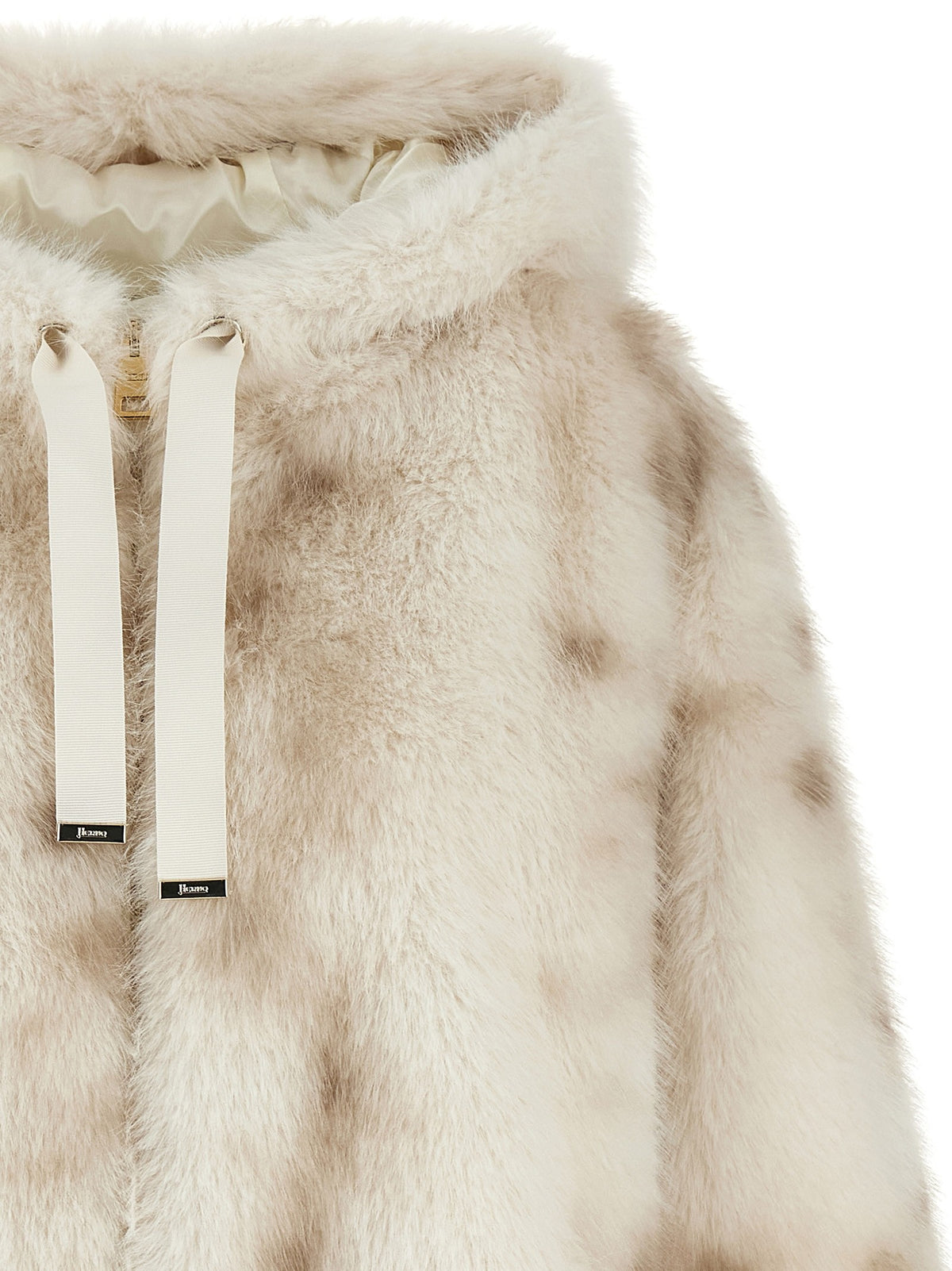 Herno Faux Fur Bomber Jacket Beige, view 3