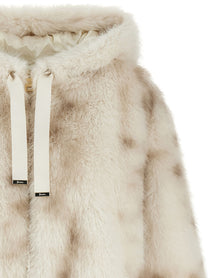 Herno Faux Fur Bomber Jacket Beige, view 3